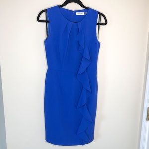 Calvin Klein Asymmetrical Ruffle Business Dress